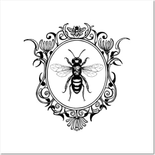 Vintage black and white queen bee illustration Posters and Art